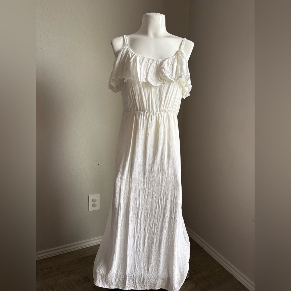Leith White/Off white Midi Dress women’s medium coquette milkmaid cottagecore